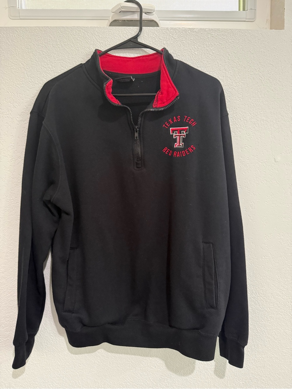 Colosseum Black Quarter-Zip Sweater with Red Trim - Texas Tech Red Raiders